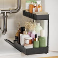 Keukenorganizer Kast Keukenorganizer 2 verdiepingen Onder-spoelbakrek Kastorganizer Keuken met 5 haken Onder-spoelbakorganizer voor spoelbak,