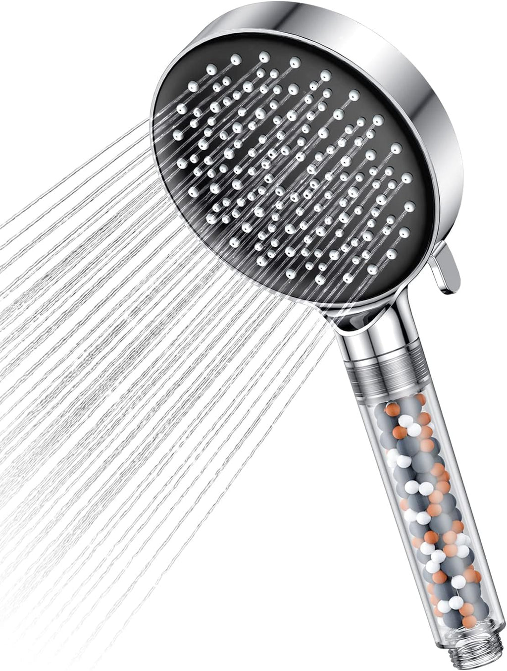 Waterbesparende douchekop, 7,5 l/min, regendouchekop met filter, drukverhogend, met 6 straalsoorten, zuinige douchekop (zonder slang), chroom