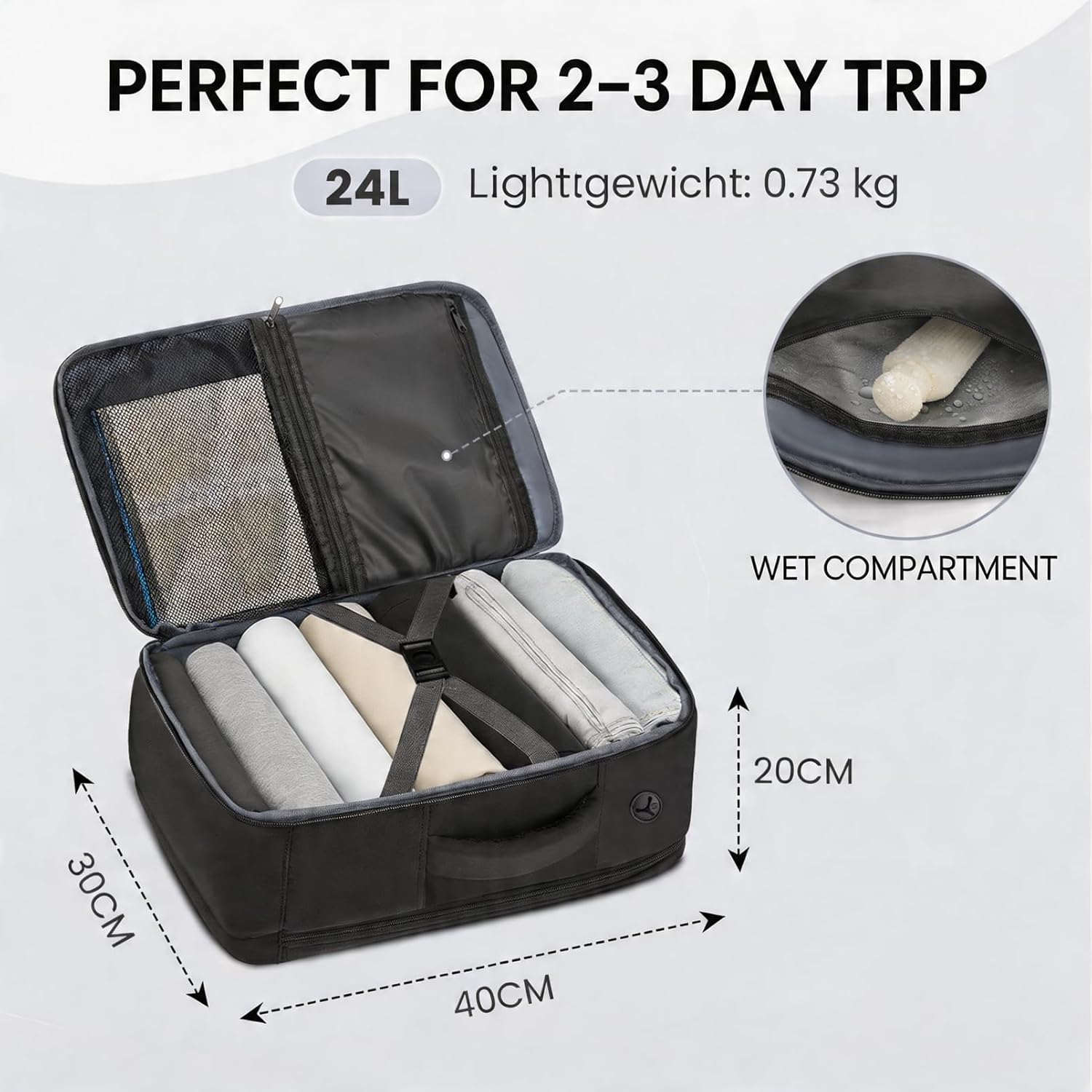Handbagage Rugzak 40x30x20 cm – TSA-vriendelijk, Laptopvak 15,6” & Nat/Droog Vak