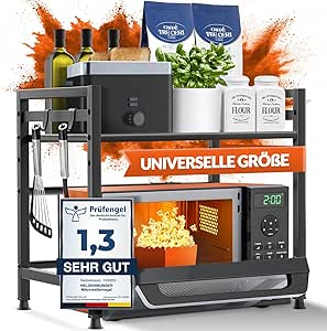 Magnetronrek Keukenrek staand Staal (2 niveaus) | Magnetronrek Magnetronkast | Voorraadrek Bakkersrek in hoogte en lengte verstelbaar