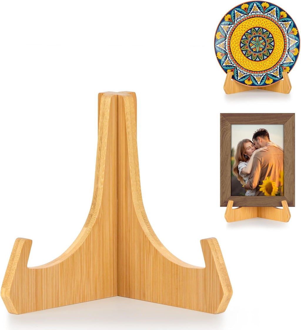 Bordhouder, 6-inch bordhouder, bamboe fotostandaard, fotolijst, mini-tafel-ezel, decoratieve standaards en houders voor borden, boeken en P