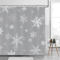 Douchegordijn Winter Sneeuwvlokken Kerstmis Grijze douchegordijnen 180 x 180 cm Schimmelbestendige, waterdichte polyesterstof Wasbaar badkamergordijn voor het bad