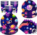 Astronauten-themafeestservies, ruimtevaarders, verjaardagsfeest, servies, papieren borden, bekers, servetten, feestartikelen, tafeldecoratie, voor 24 personen