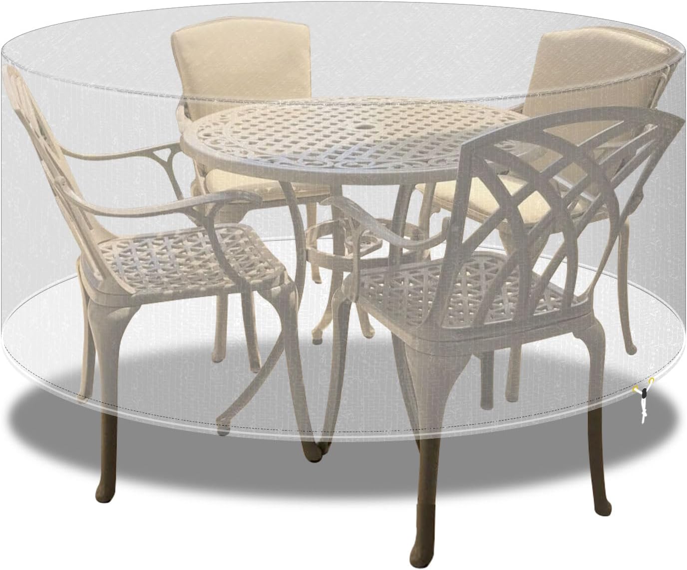 Rotan meubelhoezen rond, terrastafelhoes, waterdicht, winddicht, UV-bestendig, ronde tuinmeubelhoezen voor terrastafel en stoelen, extra groot, 2