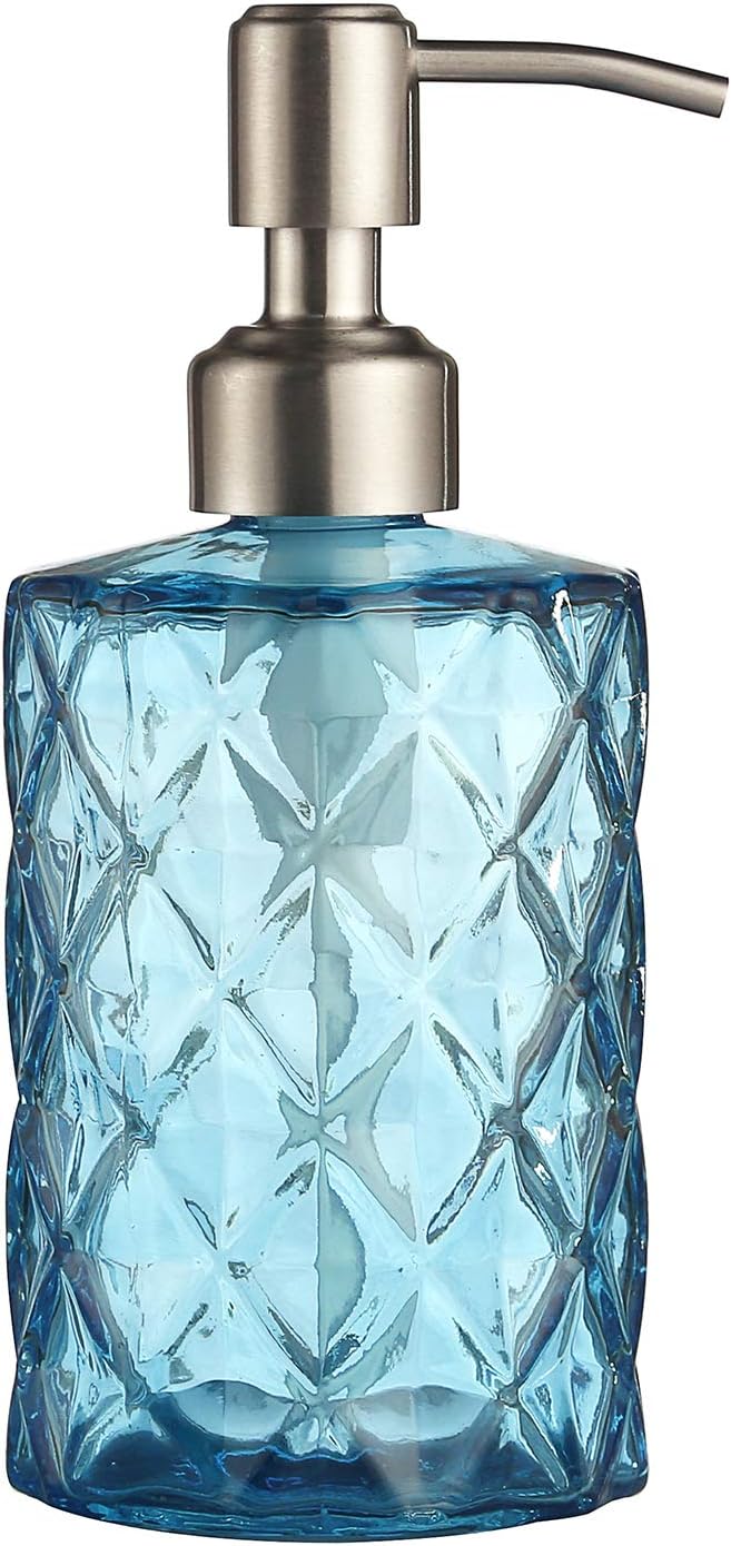Zeepdispenser Navulbare vloeibare zeepdispenser van glas en roestvrij staal, spuitmond voor afwasmiddel, shampoo, lotion, badkamerblad, keuken