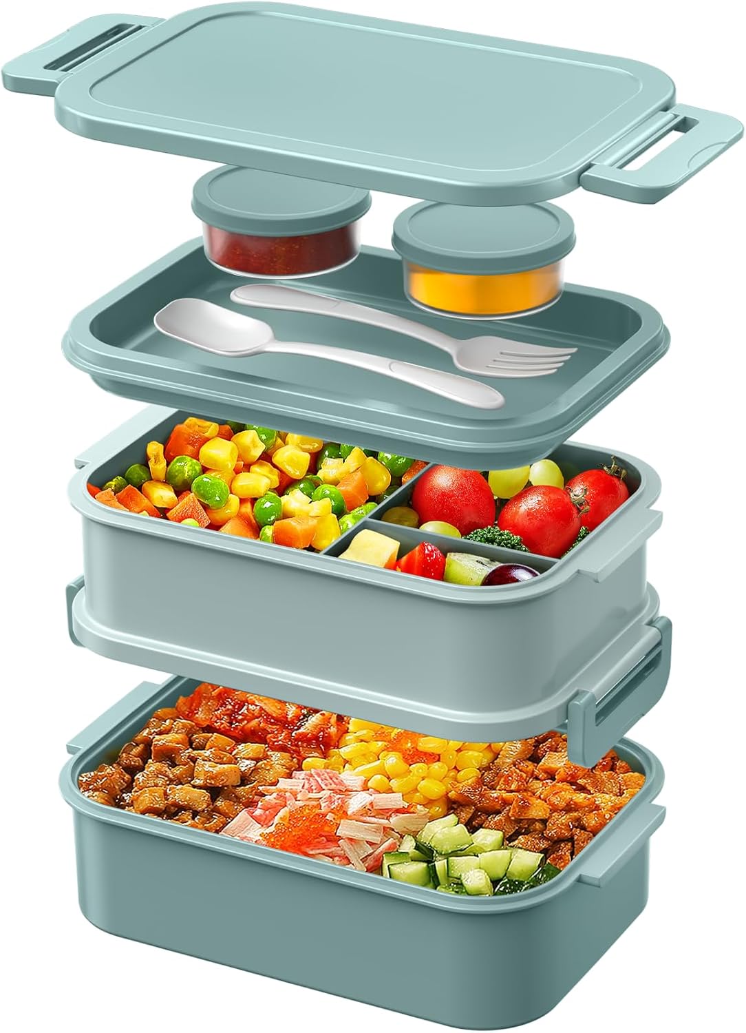 Lunchbox voor volwassenen, grote, lekvrije lunchbox (groen)