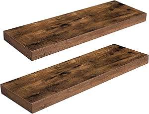 Wandplank, zwevende plank, set van 2, stevige wandplanken, 60 x 20 x 3,8 cm hangplanken, met onzichtbare bevestigingen, voor badkamer, slaapkamer, keuken, kantoor, W