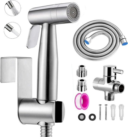 Bidet-handdoucheset, handdouche voor bidet met twee standen (straal/stroom) – voor douche, badkamer, hygiëne, toiletpapier, luierreiniging, met G