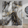 Douchegordijn Marmer 180 x 200 cm, Zwart Grijs Goud Abstract marmeren badkamergordijn Luxueus Modern Esthetisch Kunstdruk Textuur Waterdicht polyesterweefsel W
