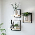 Metalen wandplank voor de woonkamer: set van 3 vierkante planken, moderne wanddecoratie, planken voor aan de muur, wandplank voor slaapkamer, badkamer, hoek