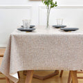 Afneembaar tafelkleed, beige tafelkleden, 137 x 180 cm, tafelkleed in linnenlook, rechthoekig, PVC-tafelkleed, waterafstotend voor eettafel, keuken