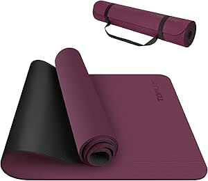 Gymmat, yogamat, gewatteerd en antislip voor fitness, pilates en gymnastiek, met draagriem