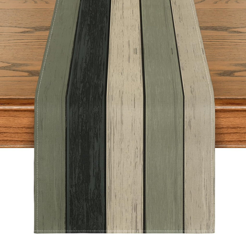 Zwarte plankentafelkleed in antieke, rustieke houten Halloween-stijl, keukentafeldecoratie, voor binnen, feestdagen, feestdecoratie, 40 x 140 cm
