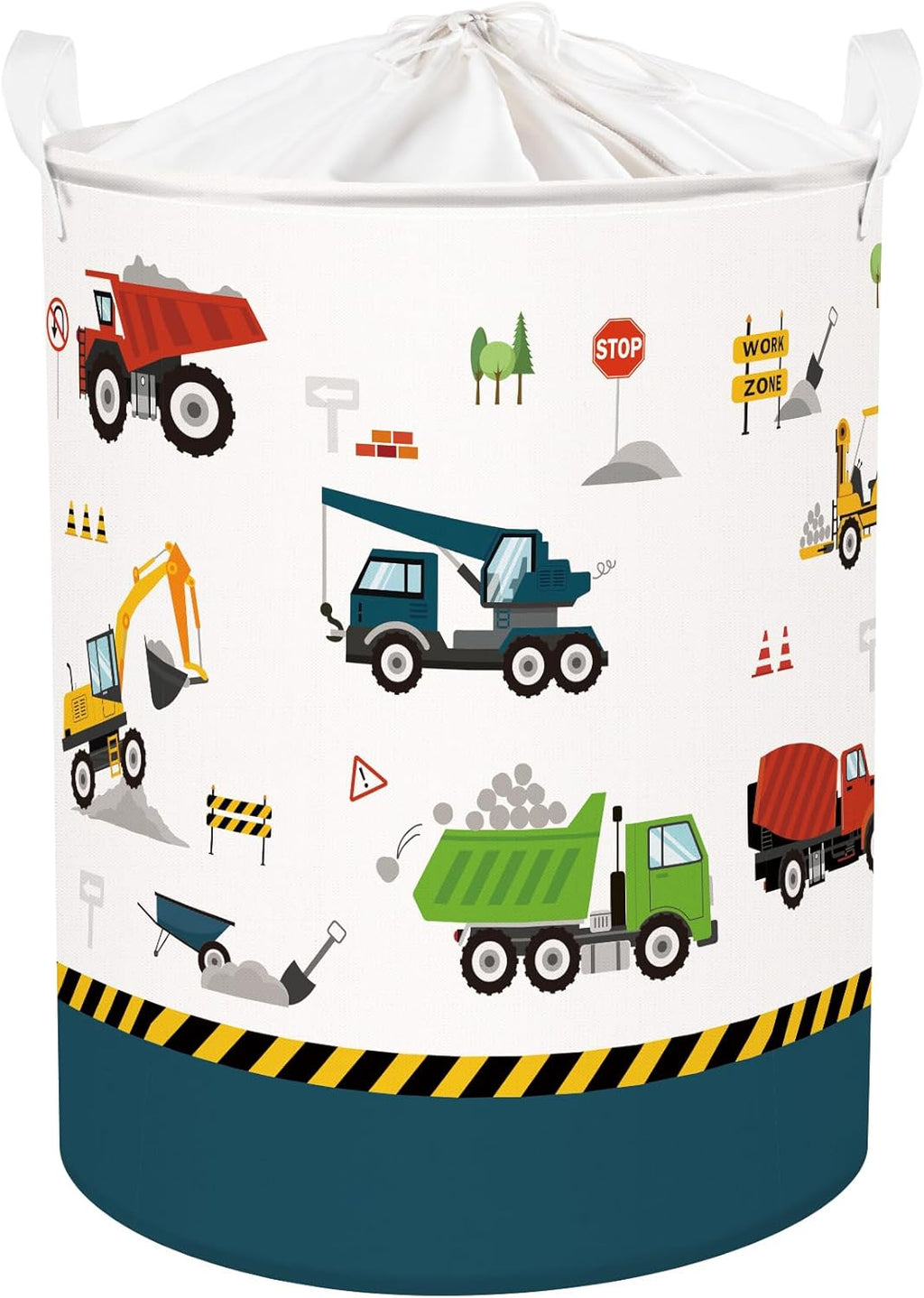 Waskorf voor kinderen, met handvat, opvouwbaar, kleding, speelgoed, opbergmand, opbergbox voor babykamer, badkamer, blauw voertuig, 40 x 50 cm