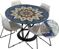 Tafelkleed voor buiten, rond, 120 cm, elastisch, rond, afwasbaar, waterafstotend, lotuseffect, tuintafelkleed, blauw, mandala, tafelkleed, ideaal voor