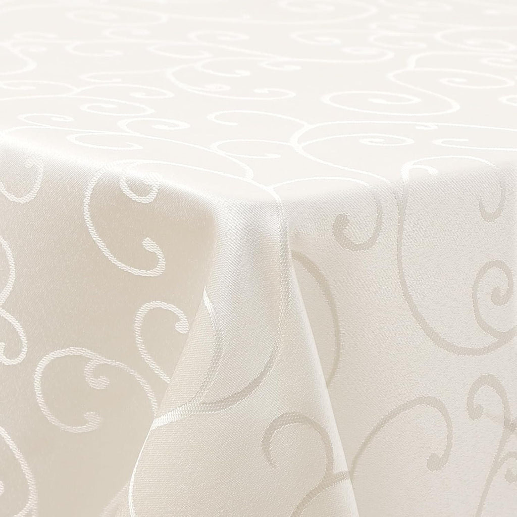 Rechthoekig tafelkleed van polyester, jacquard tafellinnen, wasbaar, decoratief, vuilafstotend, onderhoudsvriendelijk, 140 x 240 cm, beige