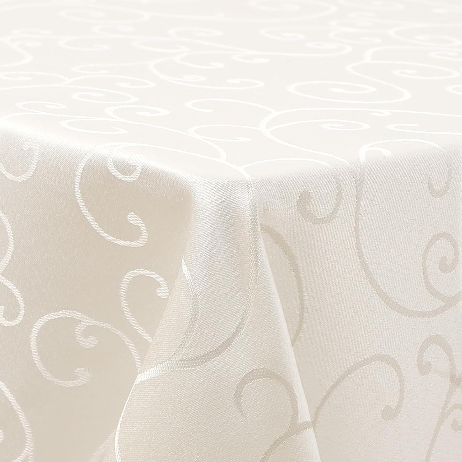 Rechthoekig tafelkleed van polyester, jacquard tafellinnen, wasbaar, decoratief, vuilafstotend, onderhoudsvriendelijk, 140 x 240 cm, beige