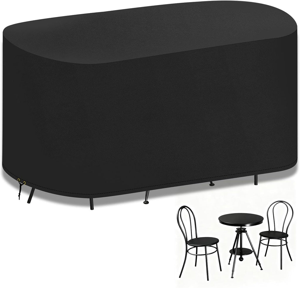 Grote bistroset voor buiten, waterdicht, UV-bestendig, 420D Oxford-stof, 124 B x 63 D x 80 H cm, zwart
