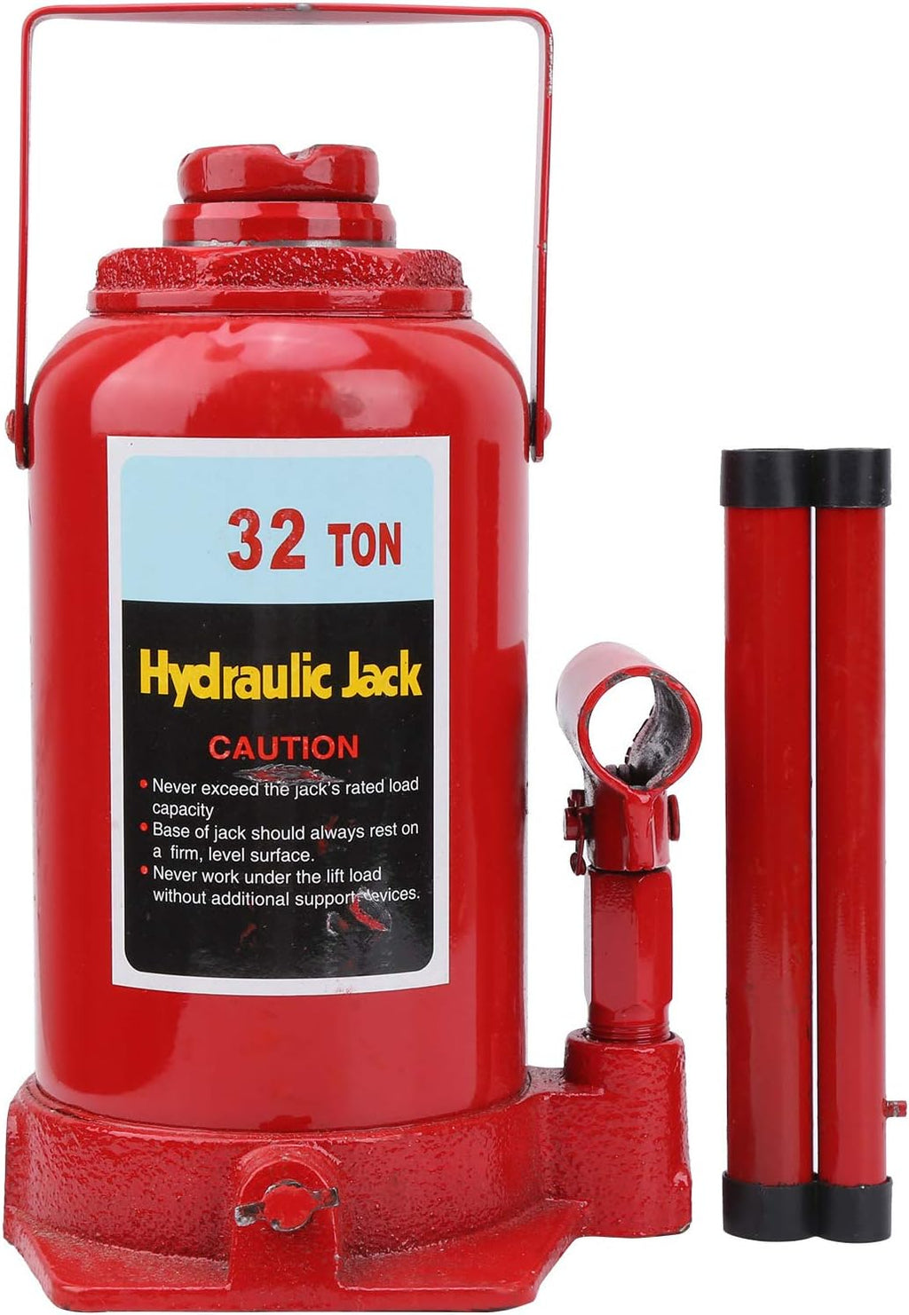 Hydraulische krik 32 t voor personenauto's, bestelwagens, boten, vrachtwagens, caravans, hefhoogte 25–47 cm, van hoogwaardig staal