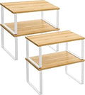 Kruidenrek, set van 4, keukenrek, keukenorganizer, uitbreidbaar, kruidenhouder, stapelbaar, met metalen frame, 19,5 x 29,7 x 15,8 cm, wolkenwit-natuurlijk