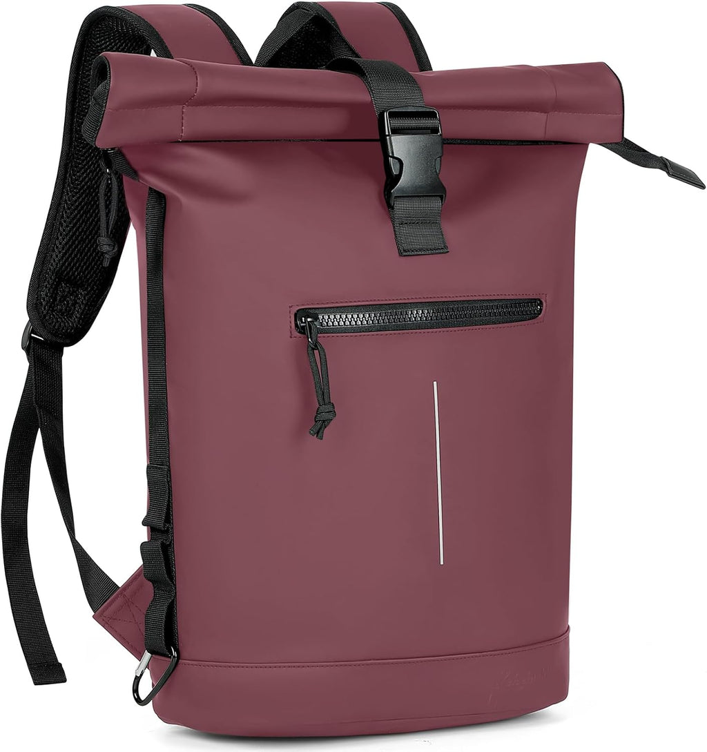 Laptoprugzak, waterdichte roll-top wandelrugzak voor dames en heren, lichtgewicht, L, rugzak