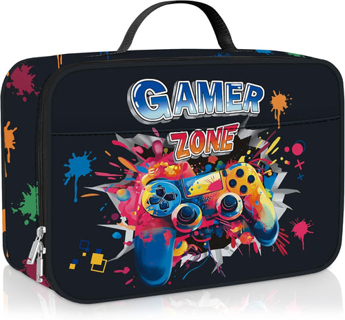 3D-geïsoleerde lunchtas voor kinderen, kleine koeltas met vrachtwagenmotief voor jongens, waterdichte lunchtas voor picknick, school, gamecontroller