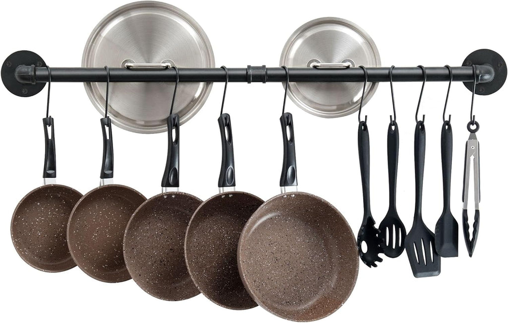 Pannenhouder, keukenwandrek, 100 cm pannenhouder, keukenrail met haken