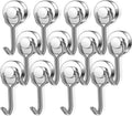 Magnetische haken, extra sterk, 12 stuks, 20 mm, neodymium magnetische haken, draagvermogen 15 kg, draaibare magnetische haken, roestvrijstalen haken voor keuken, koelkast