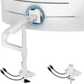 Monitorbeugel met USB A/C, monitorarm voor 17–49 inch platte, gebogen schermen, in hoogte verstelbare schermbeugel, tafelbeugel, draagvermogen max. 20