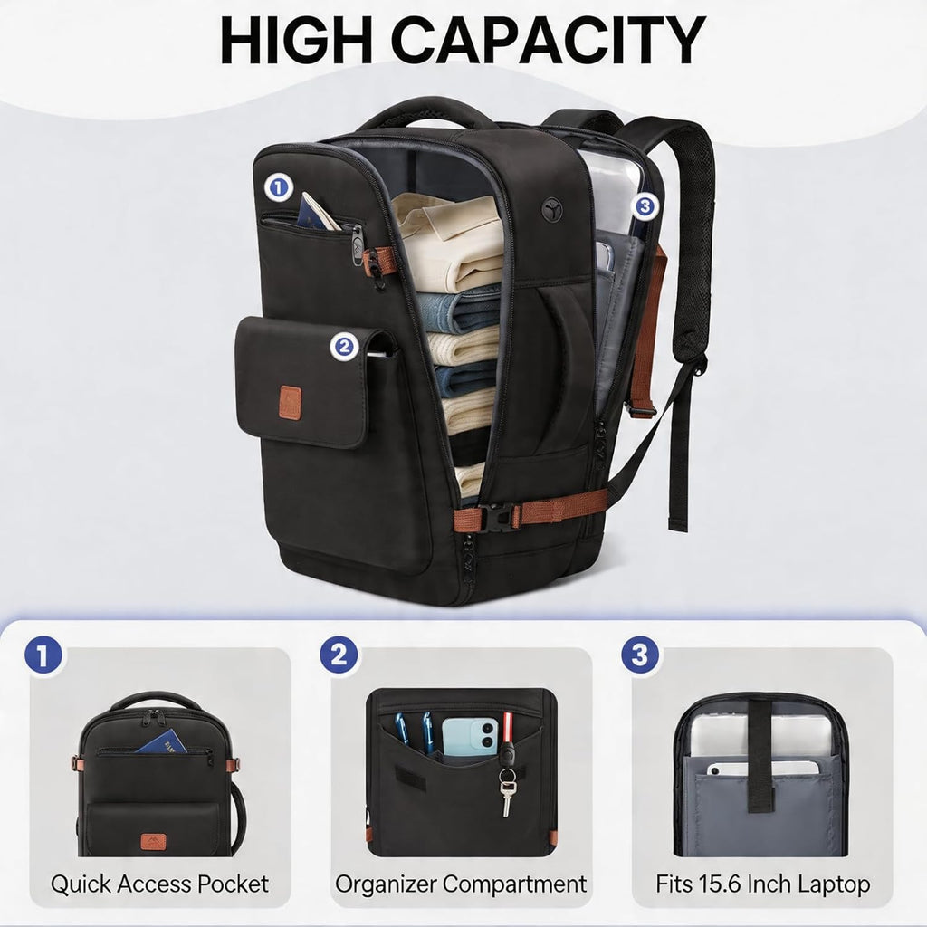 Handbagage Rugzak 40x30x20 cm – TSA-vriendelijk, Laptopvak 15,6” & Nat/Droog Vak