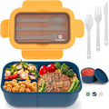 Lunchbox met vakken, lunchbox van 1250 ml, bentobox, lunchbox voor volwassenen met bestek, lunchbox, broodtrommel, lekvrije voedselbox, lunchbox, ontbijtbox