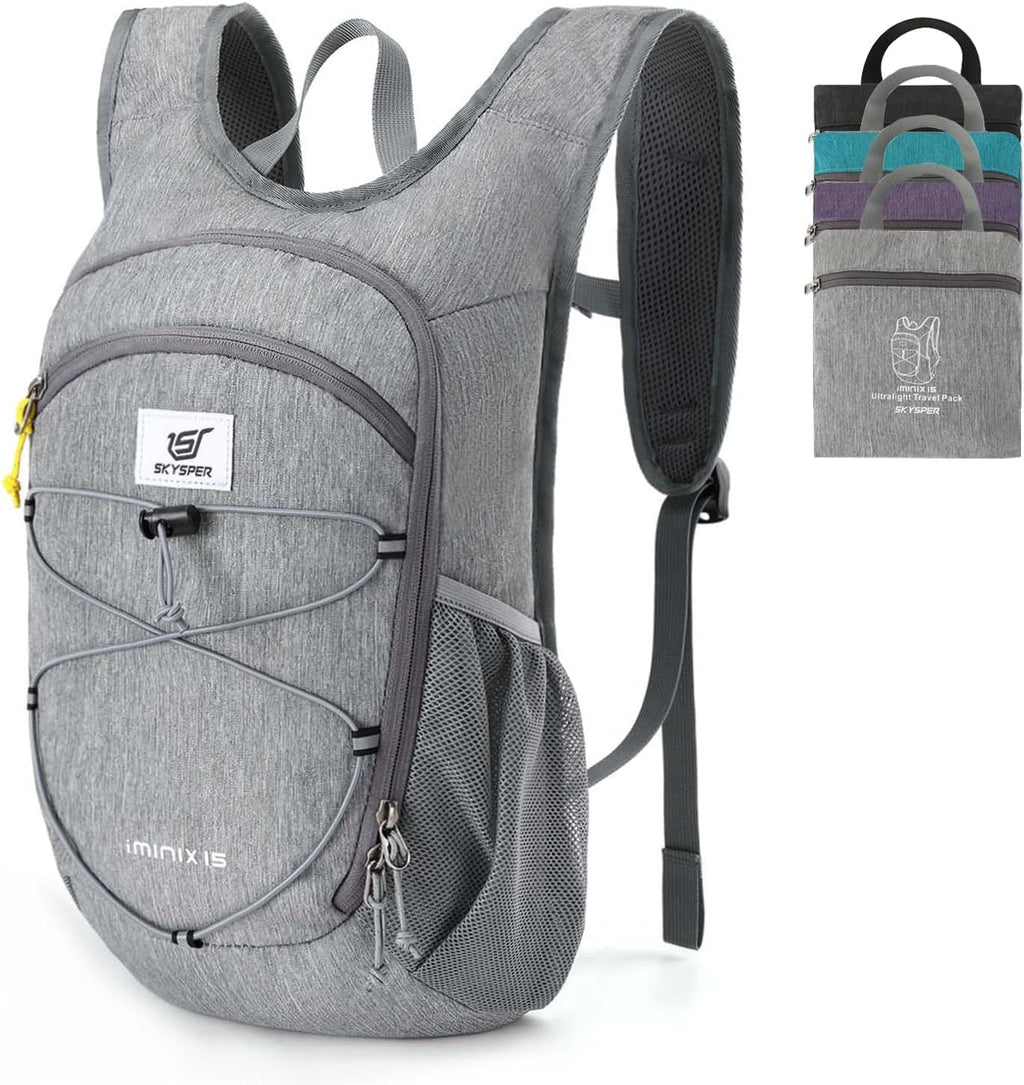 Kleine rugzak, 15 l/20 l, opvouwbare dagrugzak, lichte wandelrugzak, dagrugzak, reisrugzak, voor dames en heren