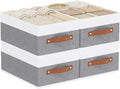 Set van 4 opvouwbare opbergboxen, stoffen boxen met handvatten, kastorganizer, opbergmand voor kleding, 33 x 23 x 14 cm, wit en grijs