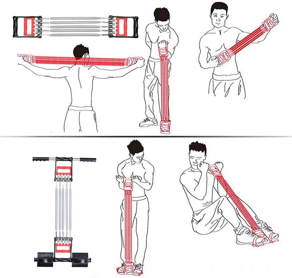 3-in-1 Fitness Trainer – Buikspier, Handgreep & Expander met 5 Veren