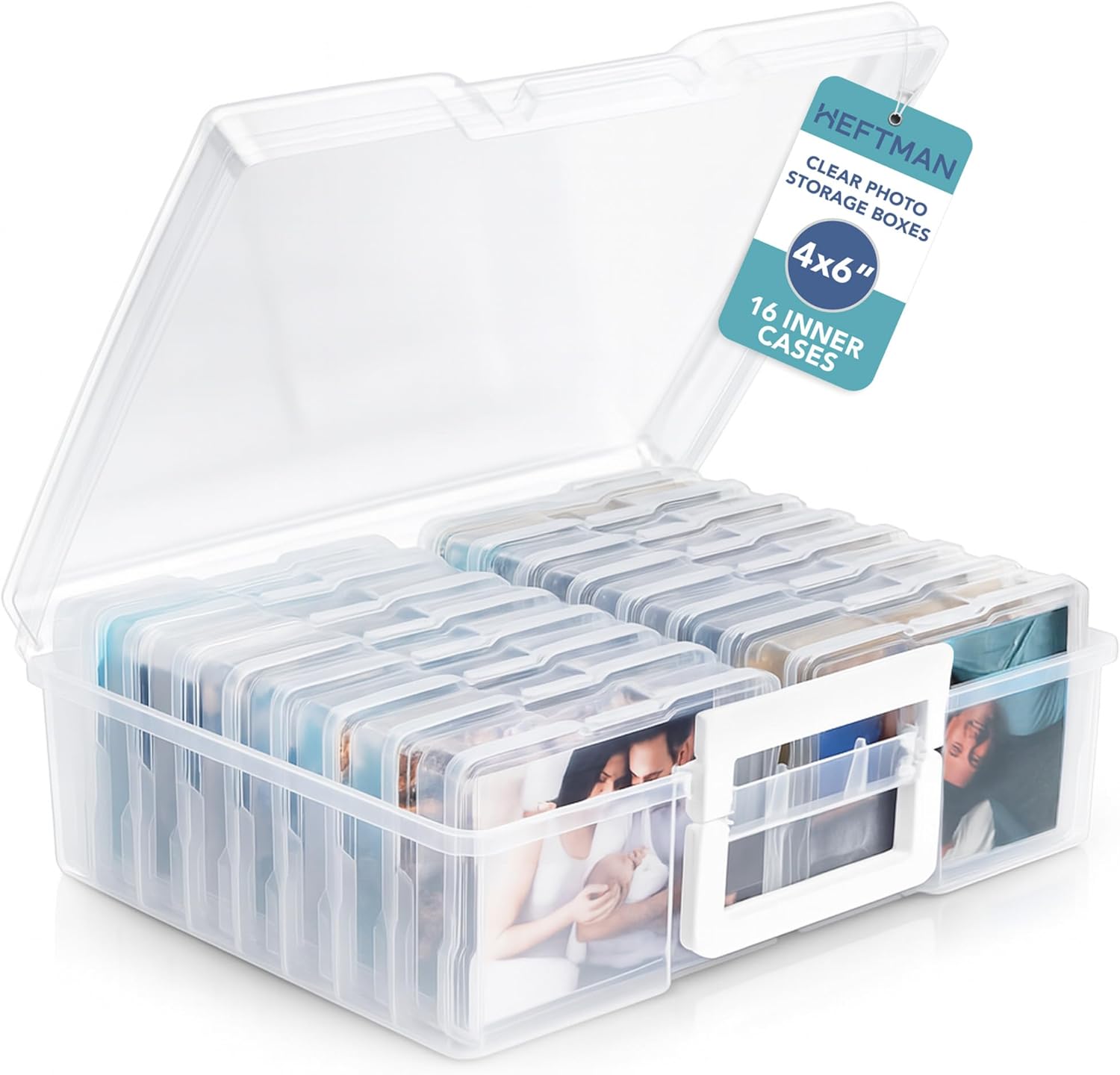 4 x 6 foto-opbergdozen – doorzichtige foto-opbergdoos met 16 binnenvakken, voor 1600 foto's, transparante opbergdoos voor zaden, organizer