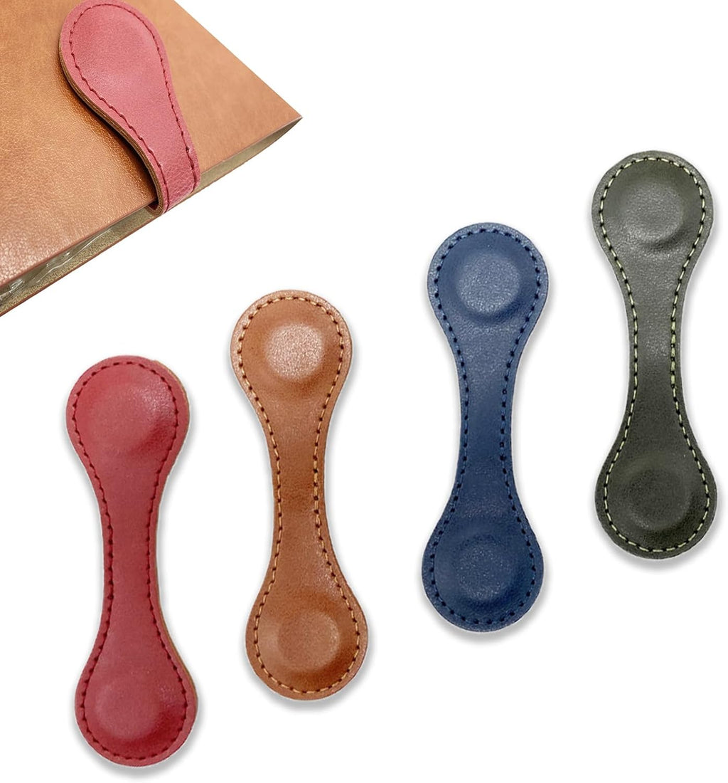 Magnetische bladwijzers – 4 stuks dubbelzijdige retro-bladwijzers van kunstleer, praktisch cadeau voor familie of vrienden