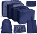 Koffer-organizer-set, 8-delig, opbergkubussen, waterdichte reiskledingzakken, opbergzakken voor koffers, opbergkubussen met toilettas, schoenenzak,
