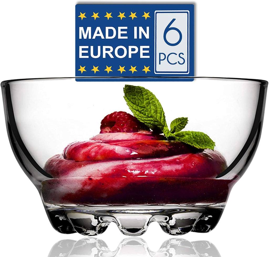 Luxe glazen dessertschaaltjes, set van 6 ijscoupes, 100% loodvrije glazen schaaltjes, dessertbekers, dessertglazen, puddingschaaltjes, glazen dipschaaltjes, S