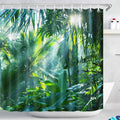 Green Forest douchegordijn, tropische bladeren, palmbomen, bananenbladeren – douchegordijn in jungle-design, extra brede uitvoering, waterdicht, schimmelbestendig, van polyester