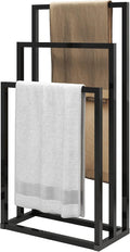 Vrijstaande handdoekhouder, 3-laags organizer voor badkamer en handdoeken, badkameraccessoires, zwart