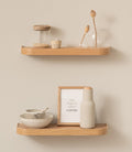 Wandplankenset „Toke“ | 2 hangplanken van echt houtfineer | Zwevende houten plank als wanddecoratie en opbergruimte voor badkamer, woonkamer, keuken,