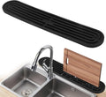 Slanke siliconen droogmat, smal, verlengd, bar-mat, afdruipmat voor glazen, drinkglazen, snijplanken 43 x 8 x 1 cm, zwart