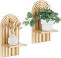 Houten wandplank Boho wanddecoratie: houten wanddecoratie kinderkamer wandplanken kleine plantenplank voor woonkamer slaapkamer (naturel)