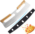 Pizzames, pizzasnijder, roestvrij staal 35 cm met houten handvat, beschermhoes, snel en gelijkmatig snijden, professioneel pizzames
