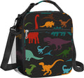 Dinosaurus-koeltas voor kinderen, kleine koeltas „Vulkaan“ voor jongens en meisjes, waterdichte lunchtas voor picknick en school, zwart, dinosaurus