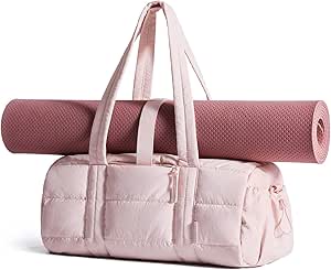 Sporttas voor dames, reistas voor yogamatten met nat- en droogvak, 18 l, gewatteerde sporttas voor weekendjes weg/zwemmen, roze