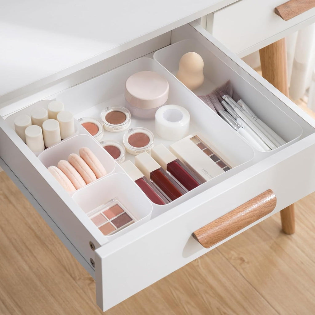 5-delig lade-organisationssysteem in 3 maten, mat kunststof, kaptafel-organizer, bruikbaar voor make-up, keuken, badkamer, kantoor