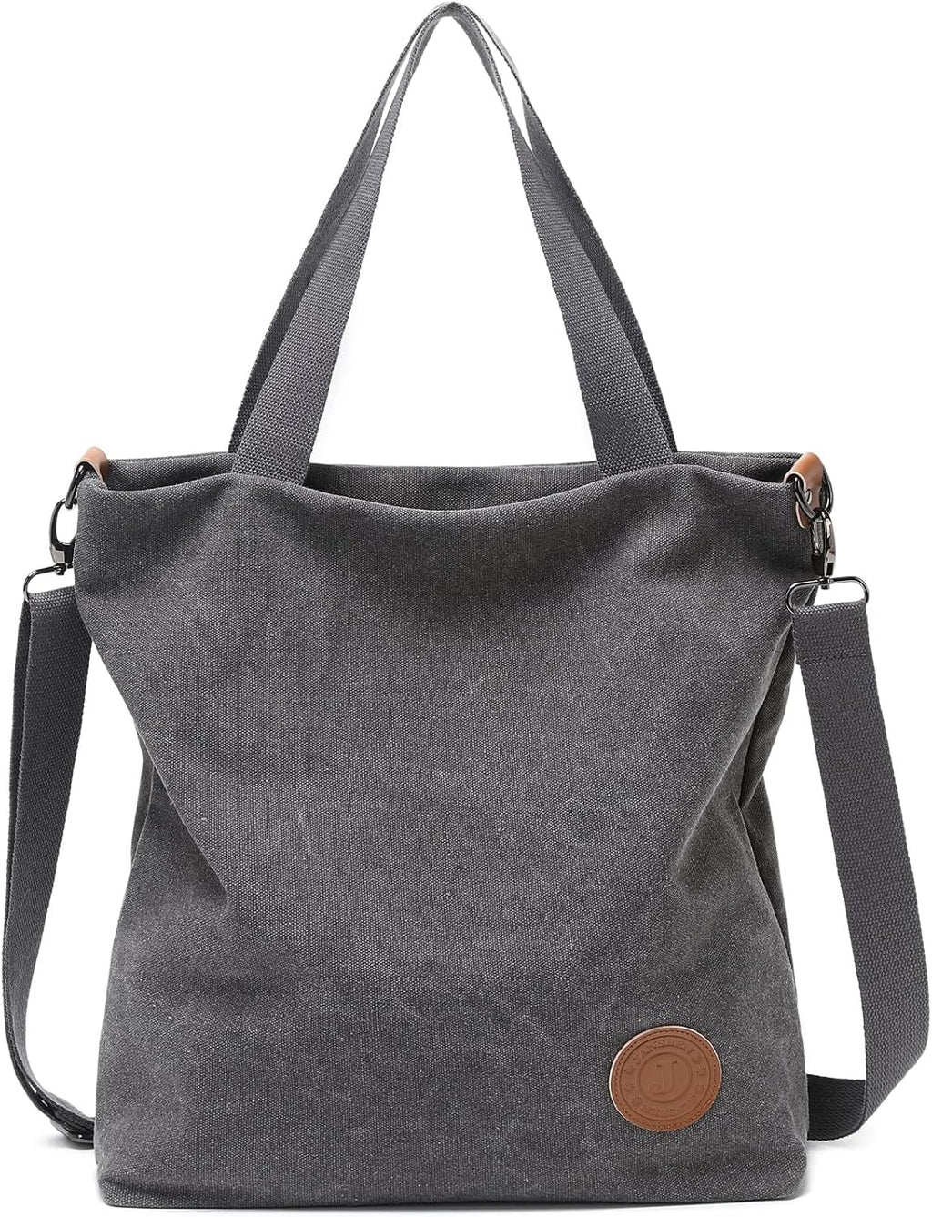 Dames canvas handtas, schoudertas, casual, multifunctionele schoudertassen, groot, voor werk, school, winkelen, vrije tijd en dagelijks gebruik, grijs, casual