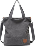 Dames canvas handtas, schoudertas, casual, multifunctionele schoudertassen, groot, voor werk, school, winkelen, vrije tijd en dagelijks gebruik, grijs, casual