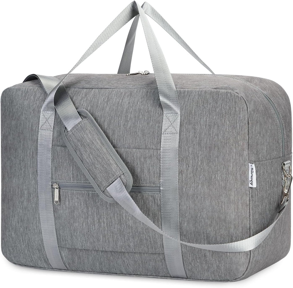 D-bagage tas voor het vliegtuig, opvouwbare reistas, weekendtas voor dames, sporttas, handbagage voor dames en heren, koffer, groot, 40 l (grijs)